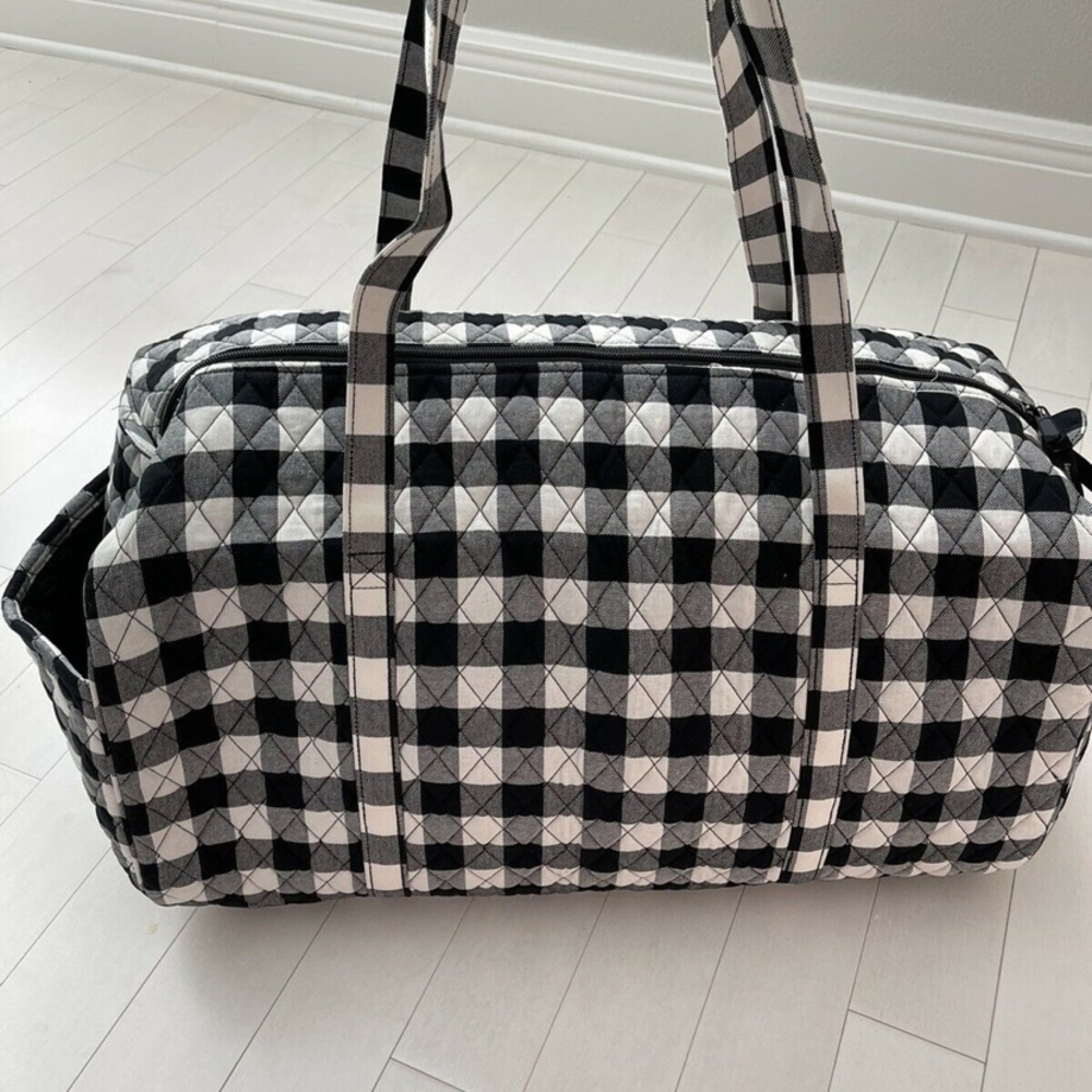 NWT vera bradley large duffel pearl buffalo check - Picture 2 of 9